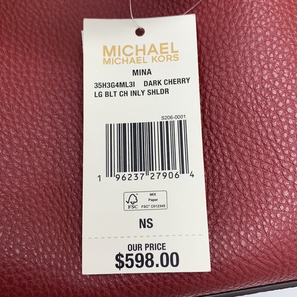 MICHAEL KORS
MINA LARGE BELTED CHAIN SHOULDER BAG DARK CHERRY COLOR - Picture 16 of 16